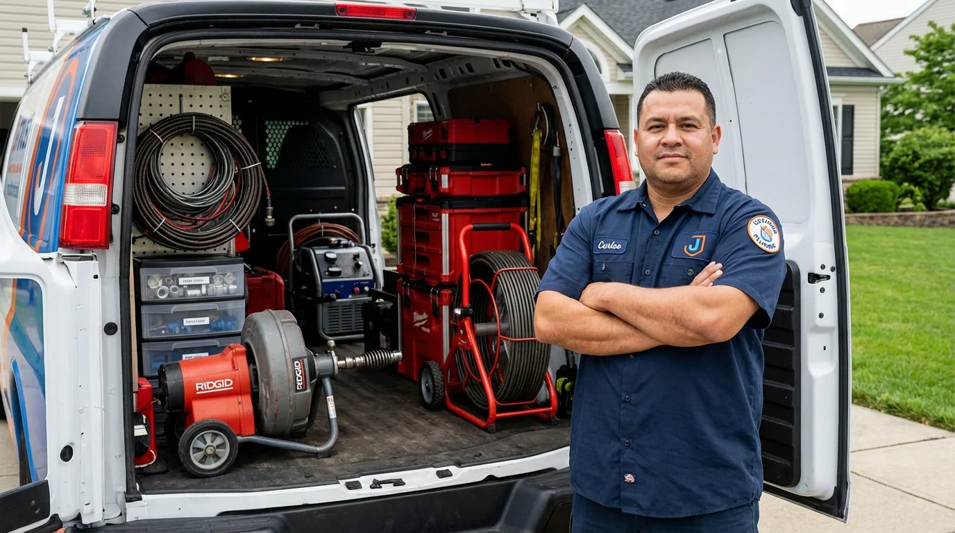Professional drain cleaning equipment and Johns Plumbing LLC plumber in Westborough