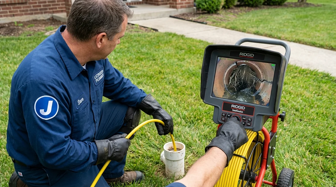 Sewer camera inspection being performed by Johns Plumbing LLC in Westborough